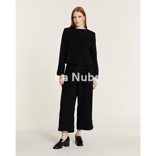 Culote de pana con pinzas negro - Imagen 2