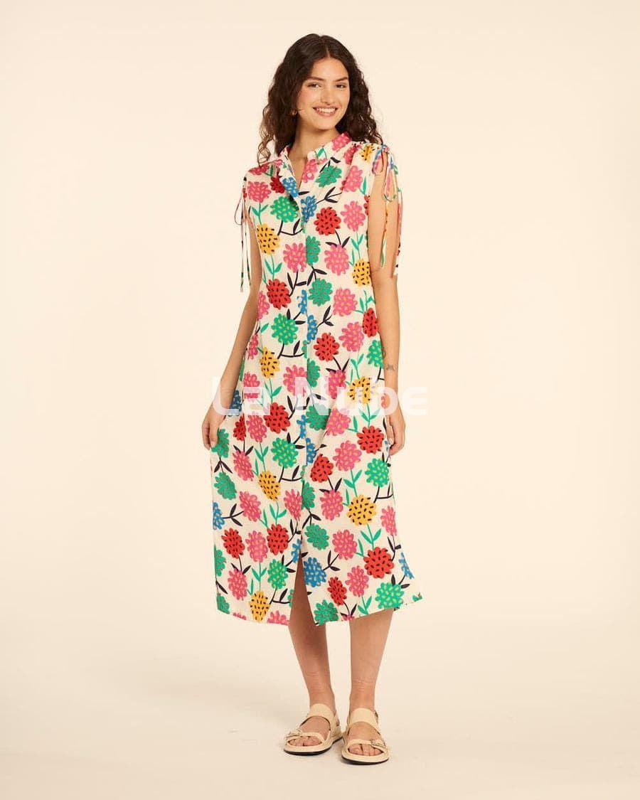 Vestido camisero flores - Imagen 1