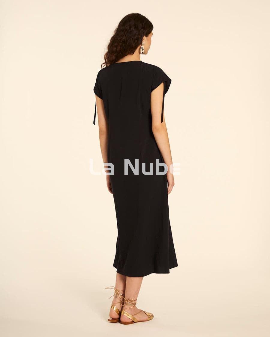 Vestido midi con fruncido negro - Imagen 5